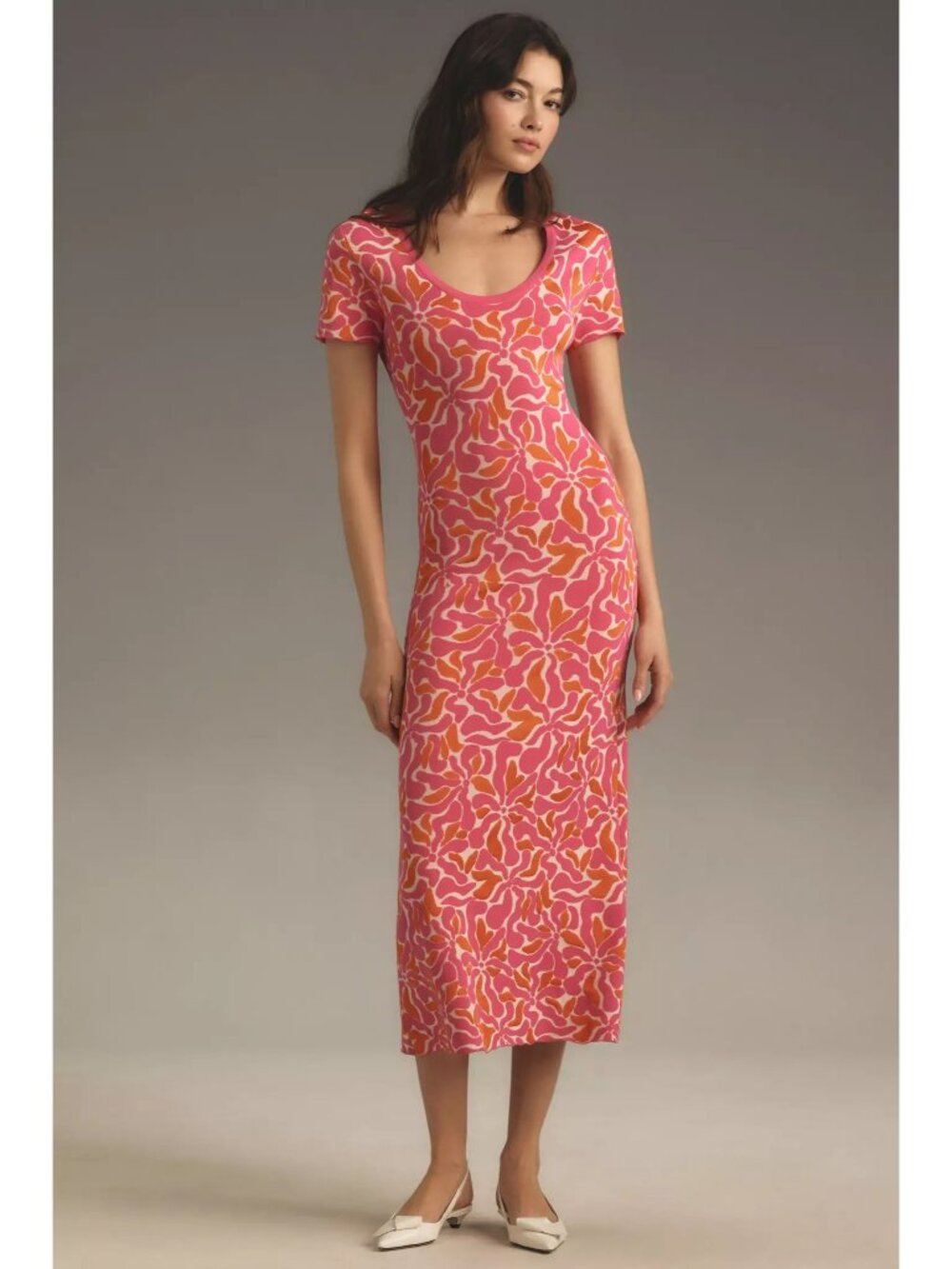 Mac Duggal NWT Short-Sleeve Scoop-Neck Knit Midi Dress K10045 size Medium